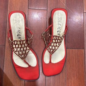 Delman rhinestone/beaded sandals